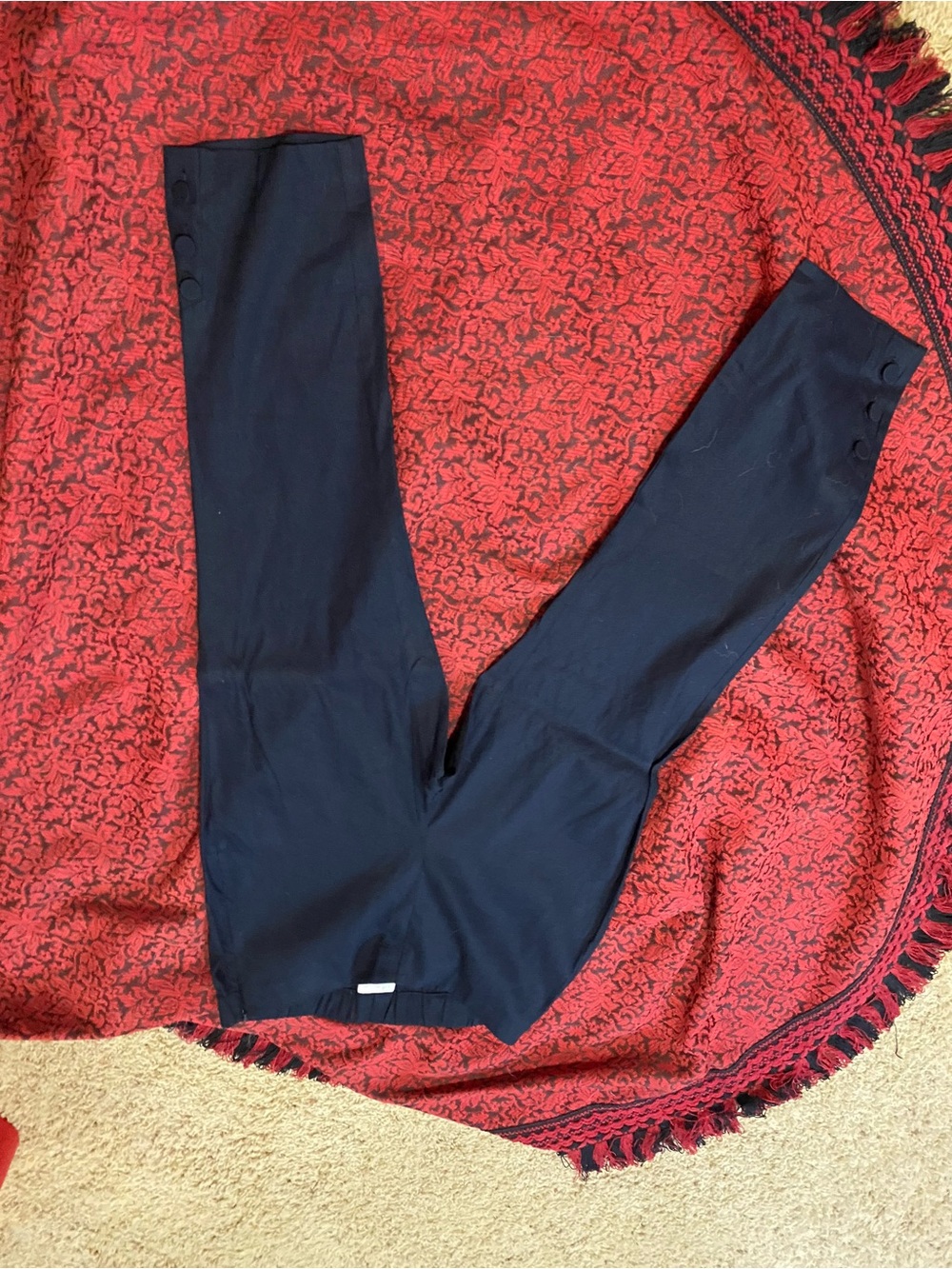 J. Jill Black Ankle-Length Stretch Pants with Button Detail